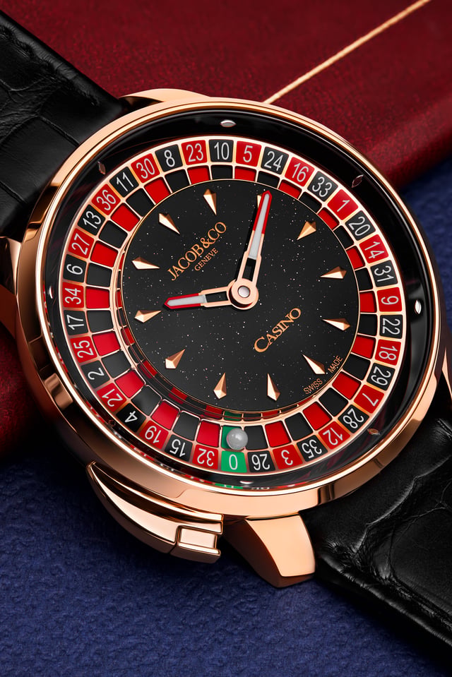 A lifestyle photograph of the Jacob & Co Casino Tourbillon 