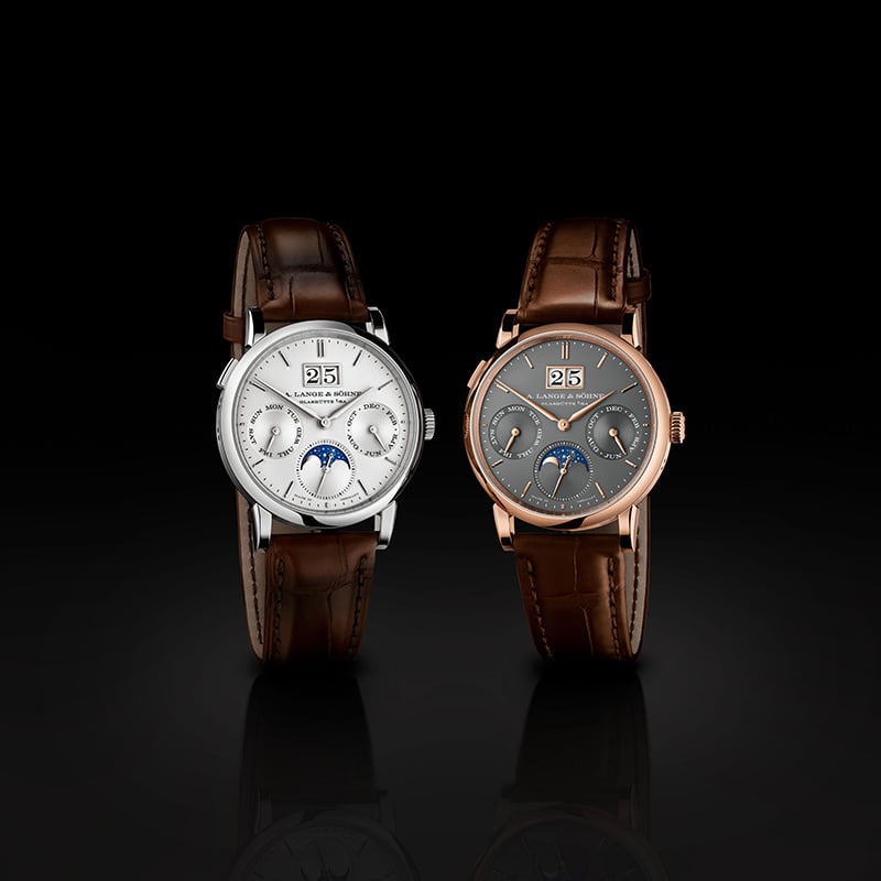 A. Lange & Söhne: Saxonia Annual Calendar, two watches, front
