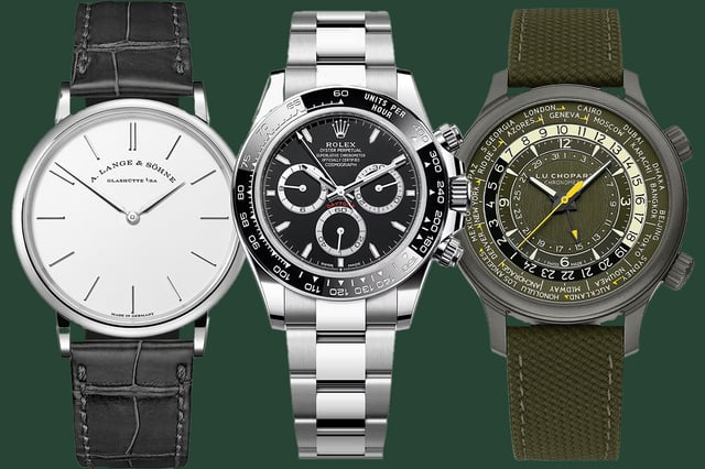 A. Lange & Söhne, Rolex, Chopard, dress watch, chronograph, and travel watch