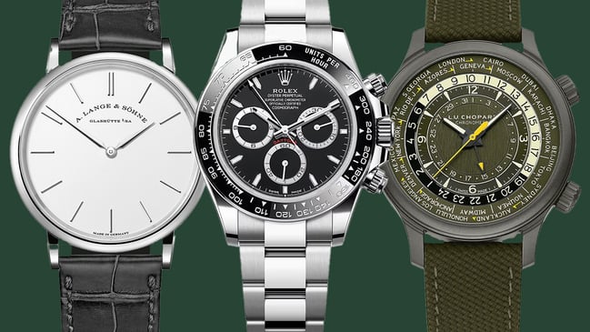 A. Lange & Söhne, Rolex, Chopard, dress watch, chronograph, and travel watch