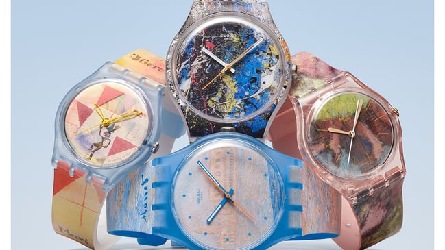 Swatch x Guggenheim, four watches, title