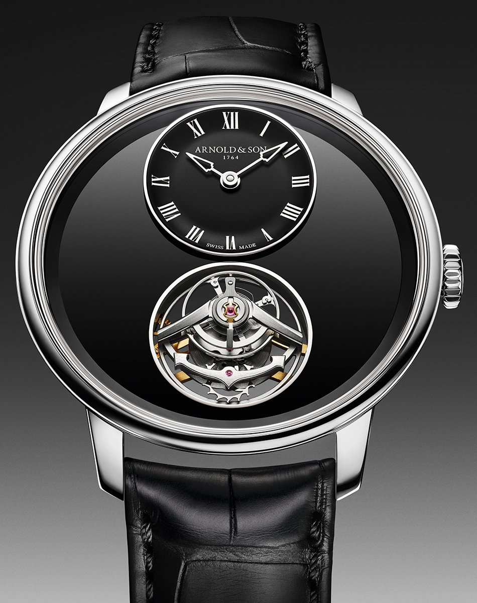 Arnold & Son – Ultrathin Tourbillon Onyx, elegant dress watch with tourbillon and onyx dial