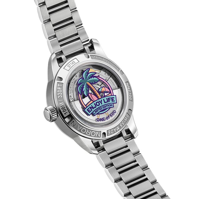 Norqain Freedom GMT Enjoy Life “Holiday” Limited Edition: case back