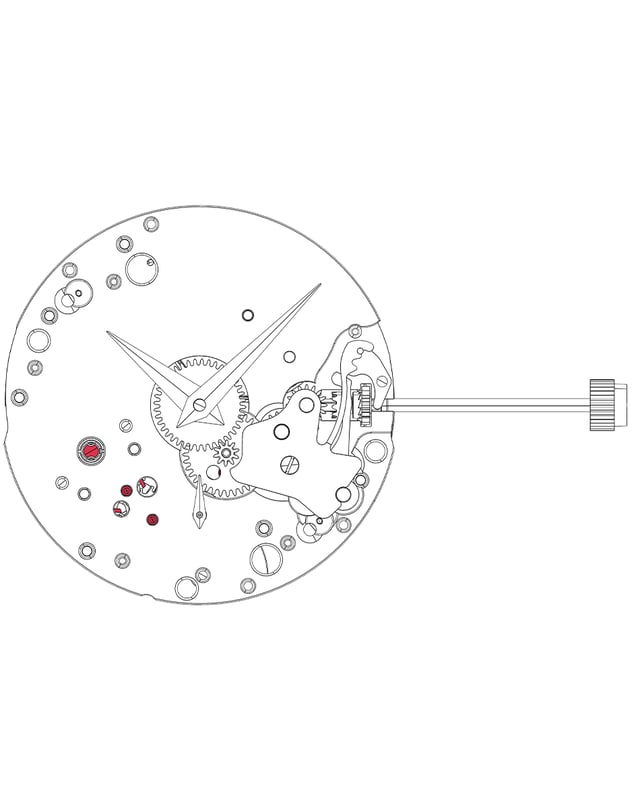 The second hand is often, in the case of a small second, driven directly by the so-called second wheel