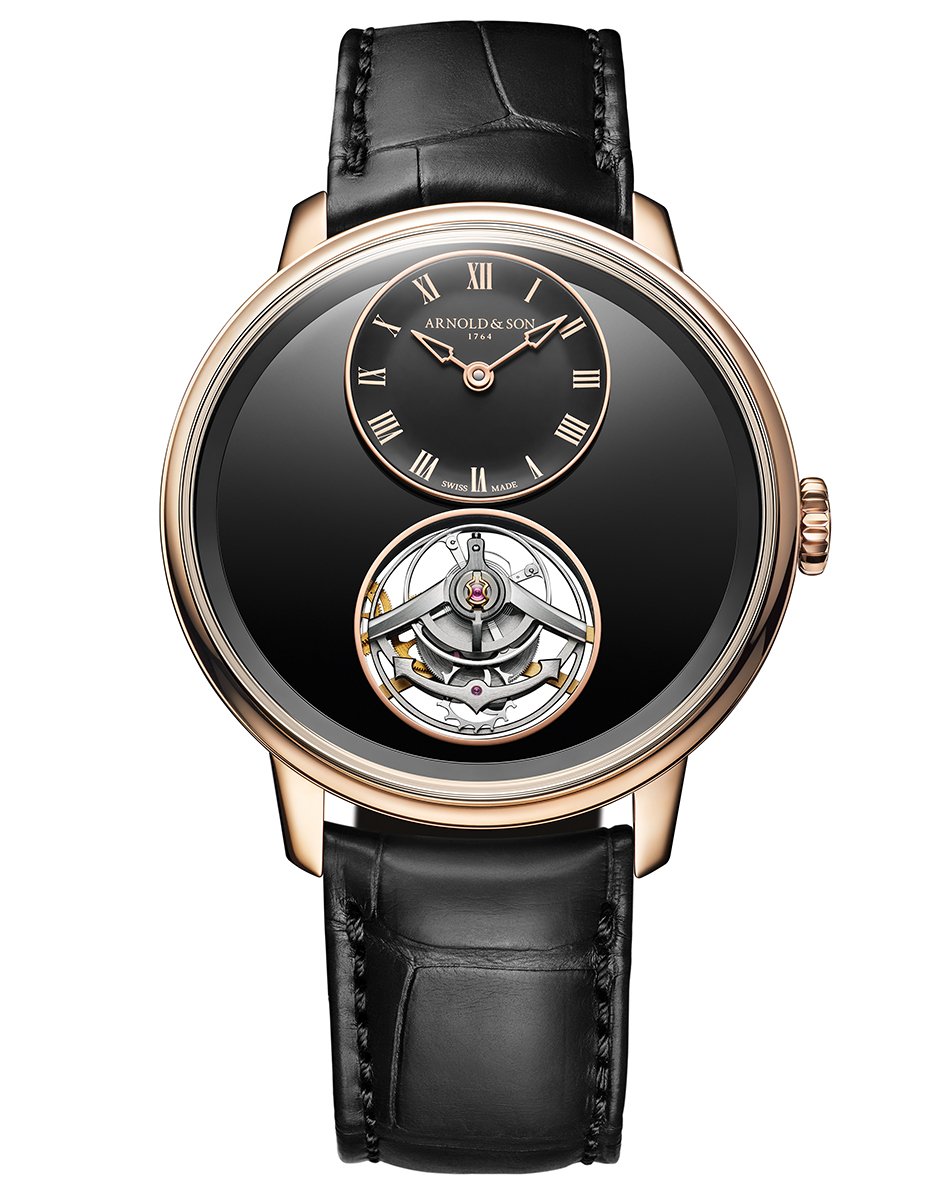 Arnold & Son – Ultrathin Tourbillon Onyx, elegant dress watch with tourbillon and onyx dial