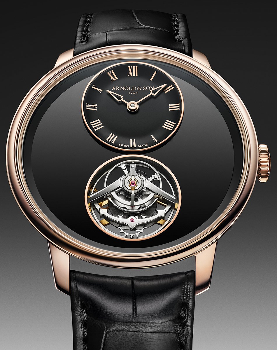 Arnold & Son – Ultrathin Tourbillon Onyx, elegant dress watch with tourbillon and onyx dial