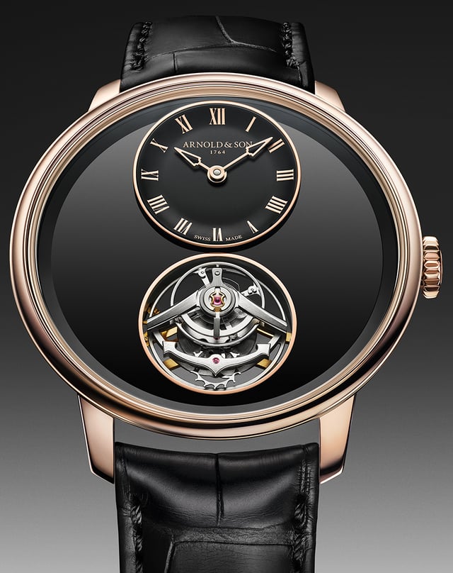 Arnold & Son – Ultrathin Tourbillon Onyx, elegant dress watch with tourbillon and onyx dial
