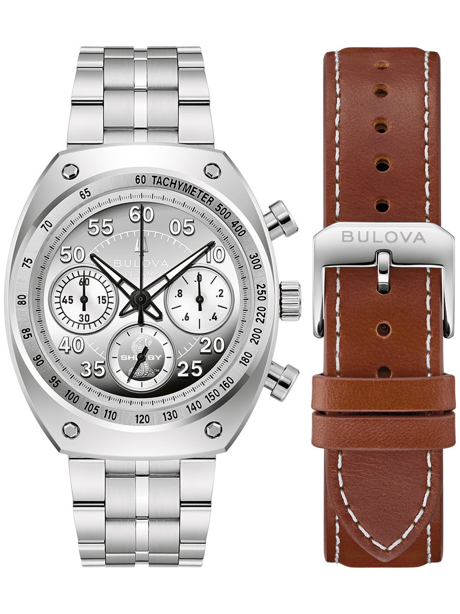 Bulova Shelby Racer Chronograph: Front with leather strap