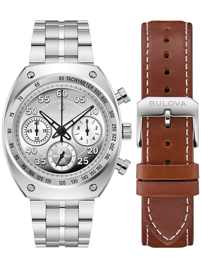 Bulova Shelby Racer Chronograph: Front with leather strap