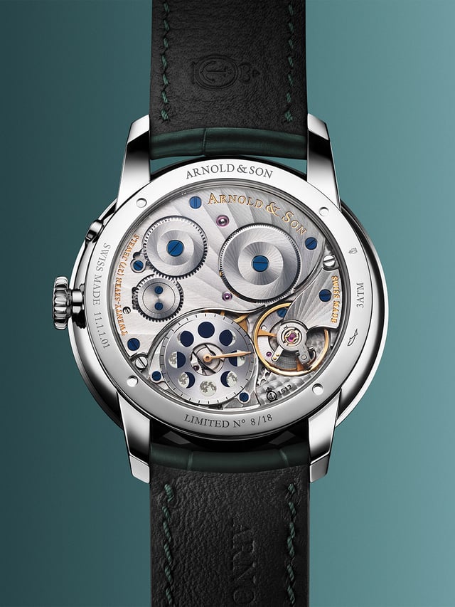 Arnold & Son Perpetual Moon 41.5 Steel Colours of the Moon: case back