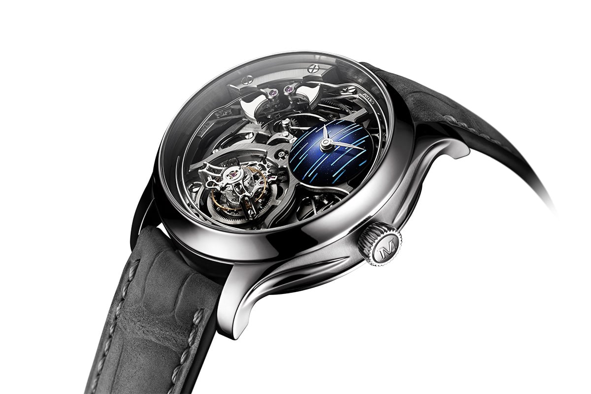 H. Moser & Cie. Endeavour Minute Repeater Cylindrical Tourbillon Skeleton Cosmic Rain: dial