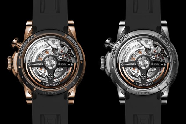 Back, caliber of the Louis Moinet Time to Race