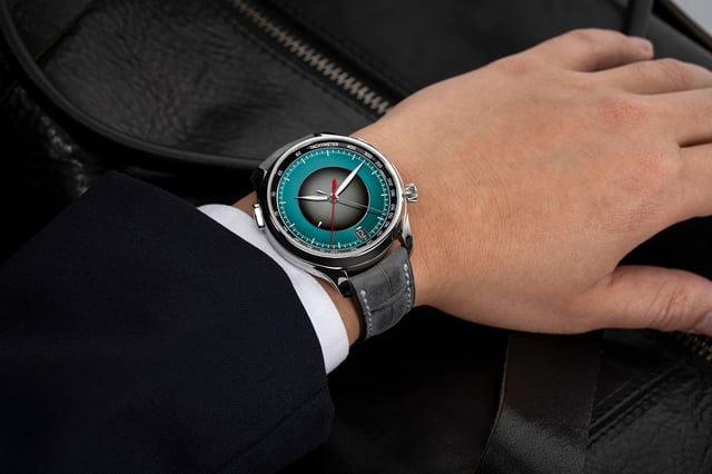 H. Moser & Cie. Endeavour Flyback Chronograph Dual Time Date: wrist