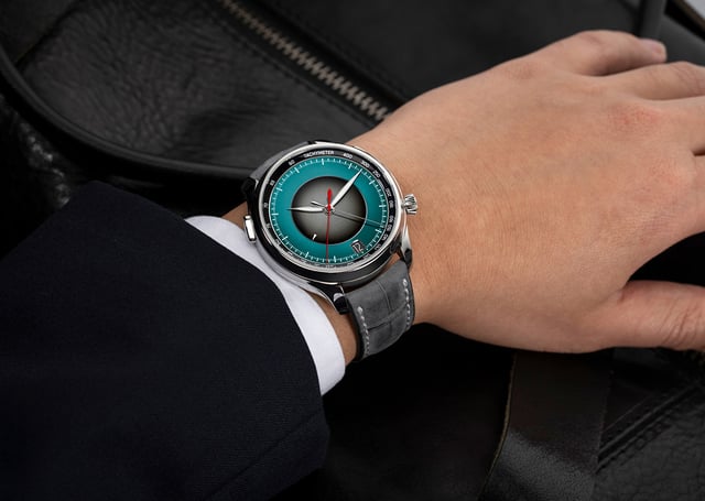 H. Moser & Cie. Endeavour Flyback Chronograph Dual Time Date: wrist