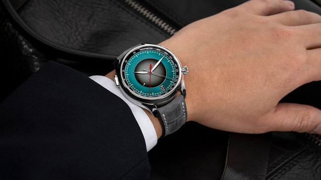 H. Moser & Cie. Endeavour Flyback Chronograph Dual Time Date: wrist