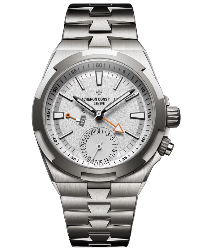 Vacheron Constantin – Overseas Dual Time Cardinal Points, luxury sports watch made of titanium with a manufacture caliber and integrated strap