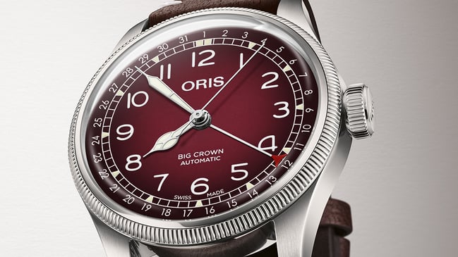 Oris Big Crown Pointer Date in Burgundy
